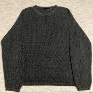 🔥BILL BLASS Men’s Large Quarter Button Dark Grey Sweater